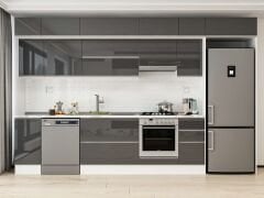 Alvinka 370X240 Cm High Gloss Mutfak Dolabı Mb-E90S40S40-1 High Gloss | Antrasit - Mdf