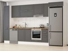 Alvinka 370X222 Cm Klasik Mebran Mutfak Dolabı Mbb-E90B40S40-1 Mebran | Antrasit - Mdf