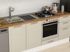 Alvinka 285X210 Cm Klasik Mebran Mutfak Dolabı Beyaz Beyaz M-E80S40S45-1 Mebran | Kumtaşı - Suntalam