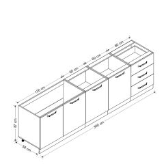 Minar 300 Cm Mutfak Dolabı Beyaz Dore 300-D3