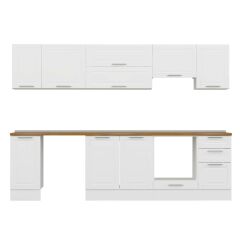 Alvinka 285X210 Cm Klasik Mebran Mutfak Dolabı Beyaz Beyaz M-E80S40S45-1 Mebran | Beyaz - Mdf