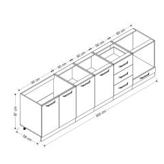 Minar 300 Cm Mutfak Dolabı Beyaz Dore 300-D4