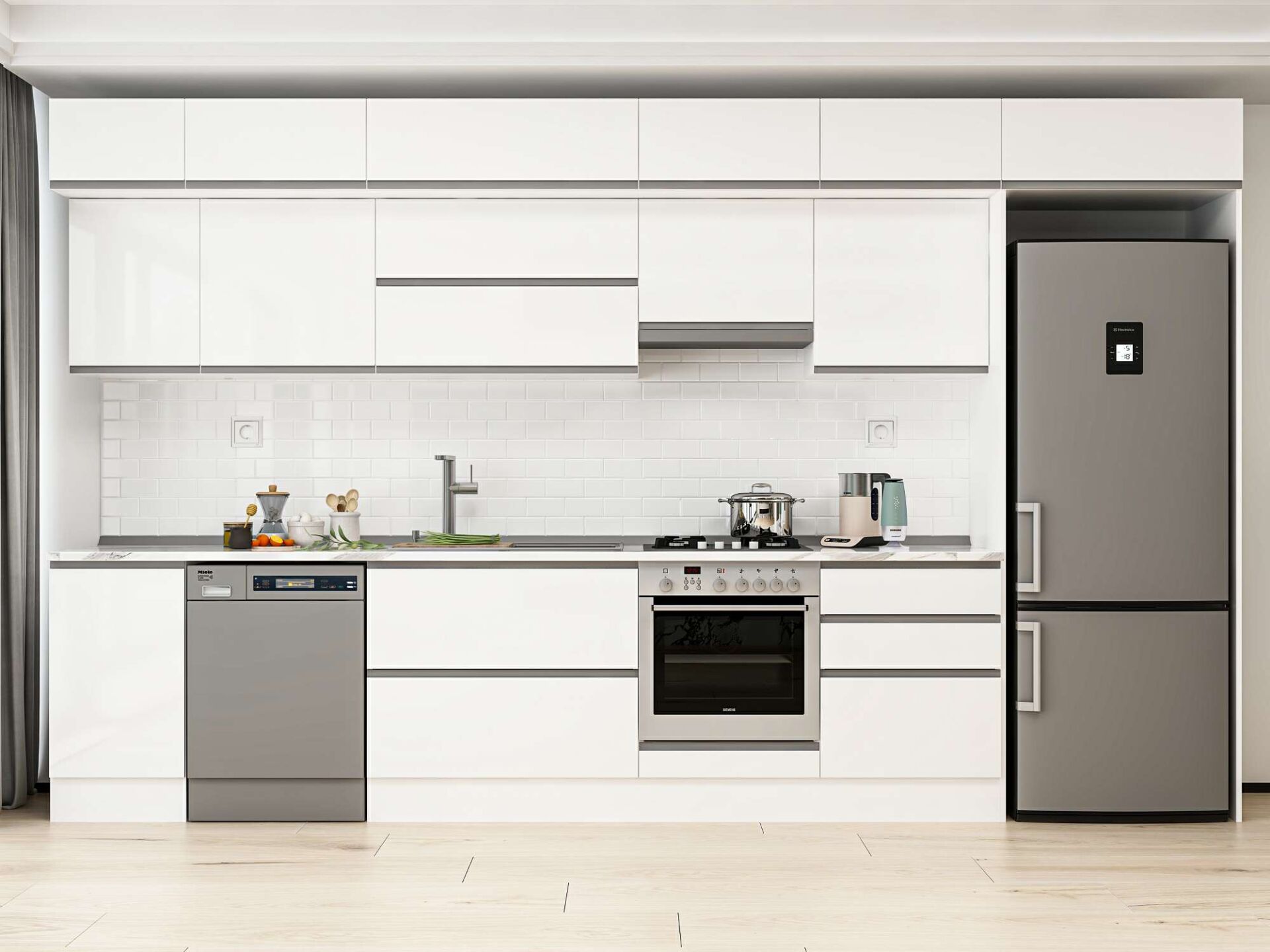 Alvinka 395X240 Cm High Gloss Mutfak Dolabı Mb-E90S45S60-1
