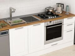 Alvinka 370X222 Cm Klasik Mebran Mutfak Dolabı Mbb-E90B40S40-2 Mebran | Beyaz - Suntalam