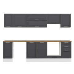 Alvinka 285X210 Cm Klasik Mebran Mutfak Dolabı Beyaz Beyaz M-E80S40S45-1 Mebran | Antrasit - Mdf