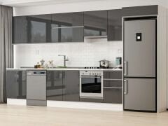 Alvinka 385X222 Cm High Gloss Mutfak Dolabı Mb-E80S60S45-1 High Gloss | Antrasit - Suntalam