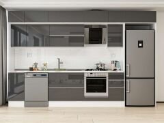 Alvinka 370X240 Cm High Gloss Mutfak Dolabı Mb-E90S40S40-2 High Gloss | Antrasit - Suntalam