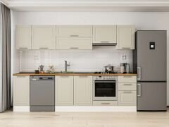 Alvinka 285X210 Cm Klasik Mebran Mutfak Dolabı Beyaz Beyaz M-E80S40S45-1 Mebran | Kumtaşı - Mdf