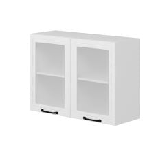 Alvinka Mutfak Modül Mbr_A Üst 2Dk1R 100-H72Cm Dolap Cam Beyaz Beyaz Mdf