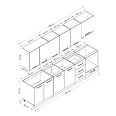 Minar 300 Cm Mutfak Dolabı Beyaz Dore 300-D6