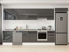 Alvinka 385X222 Cm High Gloss Mutfak Dolabı Mb-E80S60S45-1 High Gloss | Antrasit - Mdf