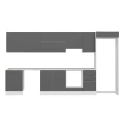 Alvinka 385X222 Cm High Gloss Mutfak Dolabı Mb-E80S60S45-1 High Gloss | Antrasit - Mdf