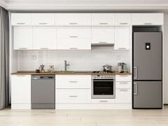 Alvinka 380X240 Cm Klasik Mebran Mutfak Dolabı Beyaz Beyaz Mb-E90S50S40-1 Mebran | Beyaz - Suntalam