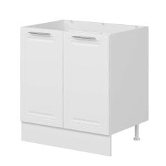 Alvinka Mutfak Modül Mbr_C Alt 2K 80Cm Evye Dolap Beyaz Beyaz Mdf