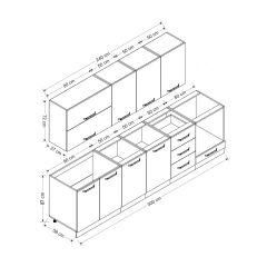 Minar 300 Cm Mutfak Dolabı Beyaz Dore 300-D7