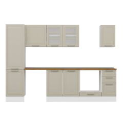 Alvinka 300X210 Cm Klasik Mebran Mutfak Dolabı Mb-E90B50S40-3 Mebran | Kumtaşı - Mdf