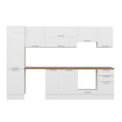 Alvinka 305X210 Cm Klasik Mebran Mutfak Dolabı Mb-E90B50S45-1 Mebran | Beyaz - Suntalam