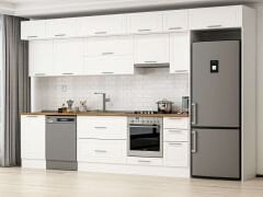 Alvinka 380X240 Cm Klasik Mebran Mutfak Dolabı Beyaz Beyaz Mb-E90S50S40-1 Mebran | Beyaz - Mdf