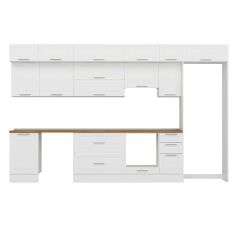 Alvinka 380X240 Cm Klasik Mebran Mutfak Dolabı Beyaz Beyaz Mb-E90S50S40-1 Mebran | Beyaz - Mdf