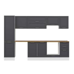 Alvinka 305X210 Cm Klasik Mebran Mutfak Dolabı Mb-E90B50S45-1 Mebran | Antrasit - Suntalam