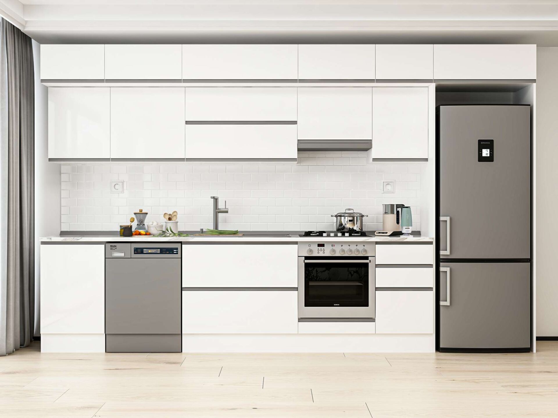 Alvinka 385X240 Cm High Gloss Mutfak Dolabı Mb-E90S50S45-1