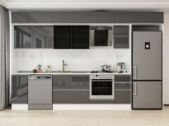 Alvinka 370X240 Cm High Gloss Mutfak Dolabı Mb-E90S40S40-3 High Gloss | Antrasit - Mdf