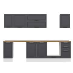 Alvinka 285X210 Cm Klasik Mebran Mutfak Dolabı Beyaz Beyaz M-E80S40S45-2 Mebran | Antrasit - Mdf