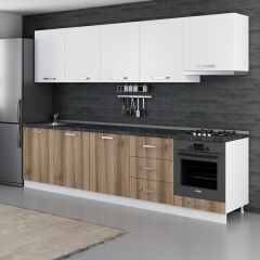 Minar 300 Cm Mutfak Dolabı Beyaz Dore 300-D12