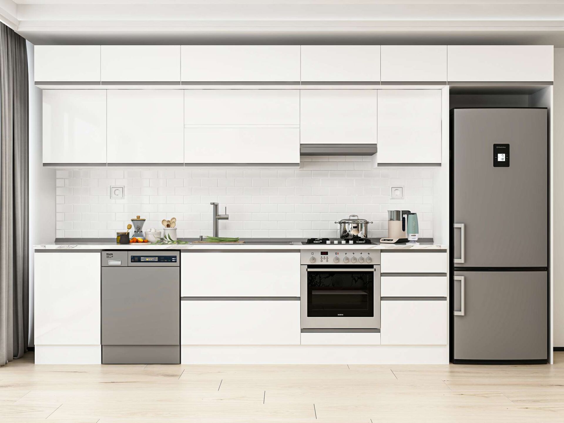 Alvinka 390X240 Cm High Gloss Mutfak Dolabı Mb-E90S50S50-1