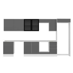 Alvinka 385X222 Cm High Gloss Mutfak Dolabı Mb-E80S60S45-3 High Gloss | Antrasit - Suntalam