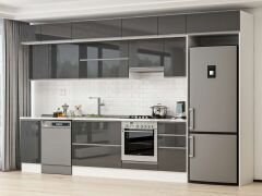 Alvinka 375X240 Cm High Gloss Mutfak Dolabı Mb-E90S40S45-1 High Gloss | Antrasit - Suntalam