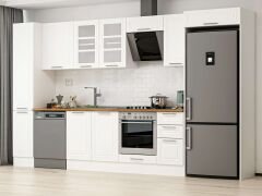 Alvinka 370X222 Cm Klasik Mebran Mutfak Dolabı Mbb-E90B40S40-3 Mebran | Beyaz - Mdf