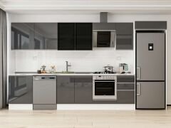 Alvinka 385X222 Cm High Gloss Mutfak Dolabı Mb-E80S60S45-3 High Gloss | Antrasit - Mdf