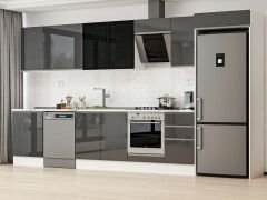 Alvinka 385X222 Cm High Gloss Mutfak Dolabı Mb-E80S60S45-3 High Gloss | Antrasit - Mdf