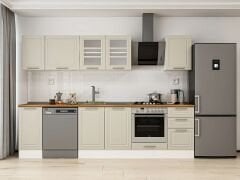 Alvinka 285X210 Cm Klasik Mebran Mutfak Dolabı Beyaz Beyaz M-E80S40S45-3 Mebran | Kumtaşı - Suntalam