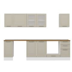 Alvinka 285X210 Cm Klasik Mebran Mutfak Dolabı Beyaz Beyaz M-E80S40S45-3 Mebran | Kumtaşı - Suntalam