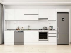 Alvinka 390X222 Cm High Gloss Mutfak Dolabı Mb-E80S60S50-1 High Gloss | Beyaz - Suntalam