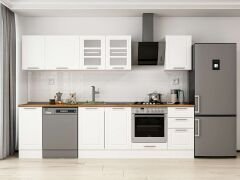 Alvinka 285X210 Cm Klasik Mebran Mutfak Dolabı Beyaz Beyaz M-E80S40S45-3 Mebran | Beyaz - Mdf