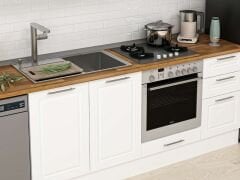 Alvinka 285X210 Cm Klasik Mebran Mutfak Dolabı Beyaz Beyaz M-E80S40S45-3 Mebran | Beyaz - Mdf