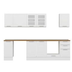 Alvinka 285X210 Cm Klasik Mebran Mutfak Dolabı Beyaz Beyaz M-E80S40S45-3 Mebran | Beyaz - Mdf