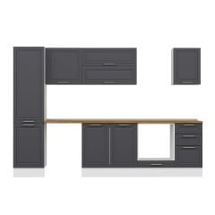 Alvinka 305X210 Cm Klasik Mebran Mutfak Dolabı Mb-E90B50S45-2 Mebran | Antrasit - Suntalam