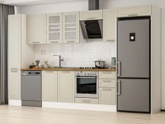 Alvinka 370X222 Cm Klasik Mebran Mutfak Dolabı Mbb-E90B40S40-3 Mebran | Kumtaşı - Mdf