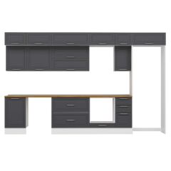 Alvinka 380X240 Cm Klasik Mebran Mutfak Dolabı Mb-E90S50S40-2 Mebran | Antrasit - Mdf