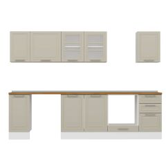 Alvinka 285X210 Cm Klasik Mebran Mutfak Dolabı Beyaz Beyaz M-E80S40S45-3 Mebran | Kumtaşı - Mdf