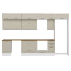 Alvinka 380X240 Cm Klasik Mebran Mutfak Dolabı Mb-E90S50S40-2 Mebran | Kumtaşı - Mdf