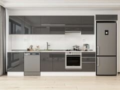 Alvinka 390X222 Cm High Gloss Mutfak Dolabı Mb-E80S60S50-1 High Gloss | Antrasit - Mdf