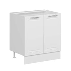 Alvinka Mutfak Modül Mbr_C Alt 2K1R 80Cm Dolap Beyaz Beyaz Mdf