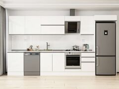 Alvinka 390X222 Cm High Gloss Mutfak Dolabı Mb-E80S60S50-2 High Gloss | Beyaz - Suntalam