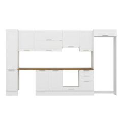 Alvinka 375X222 Cm Klasik Mebran Mutfak Dolabı Mbb-E90B40S45-1 Mebran | Beyaz - Mdf