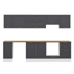 Alvinka 290X210 Cm Klasik Mebran Mutfak Dolabı Beyaz Beyaz M-E80S40S50-1 Mebran | Antrasit - Suntalam